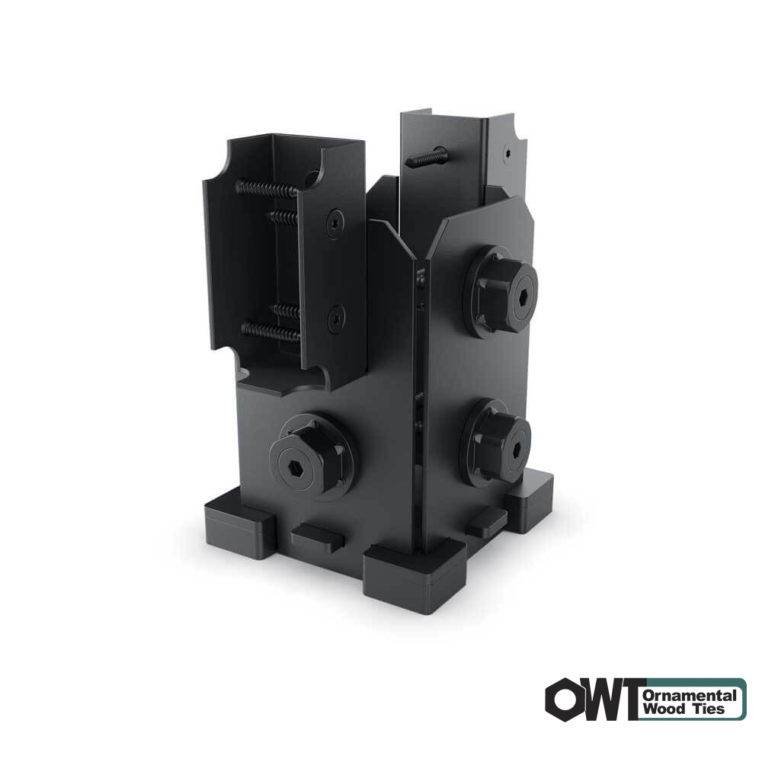 OZCO OWT 4×4 Post Base Twin Rail Saddle – Ironwood