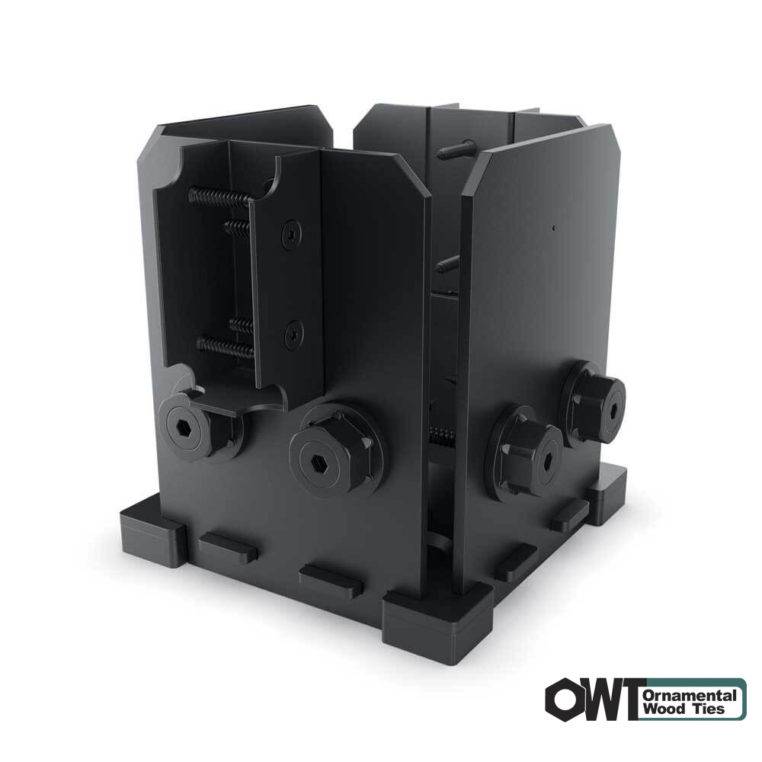 OZCO OWT 6×6 Post Base Twin Rail Saddle – Ironwood
