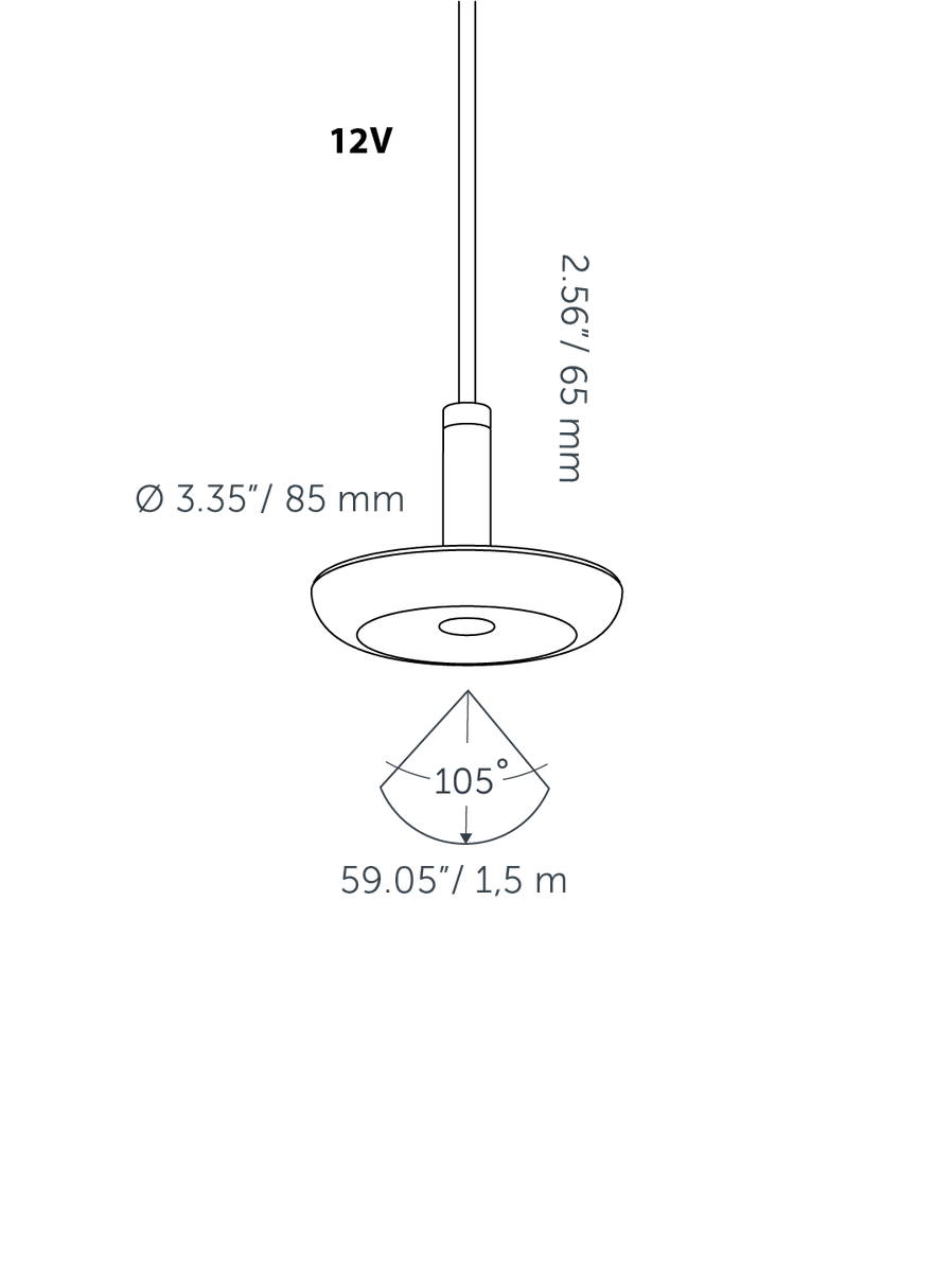 in-lite Sway Pendant - technical drawing with dimensions