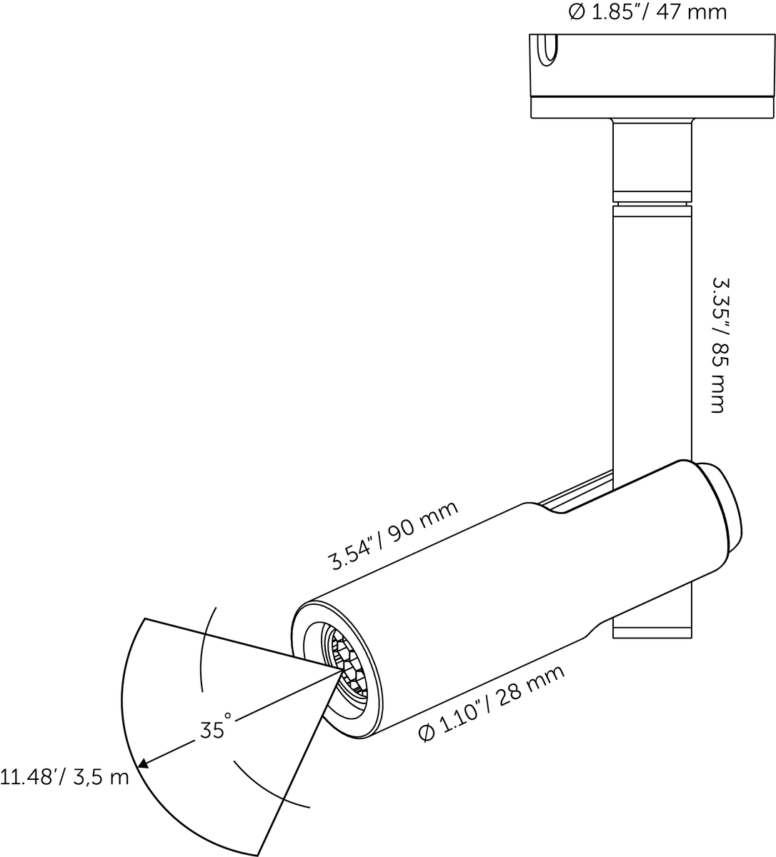 in-lite Aim Ceiling - technical drawing with dimensions