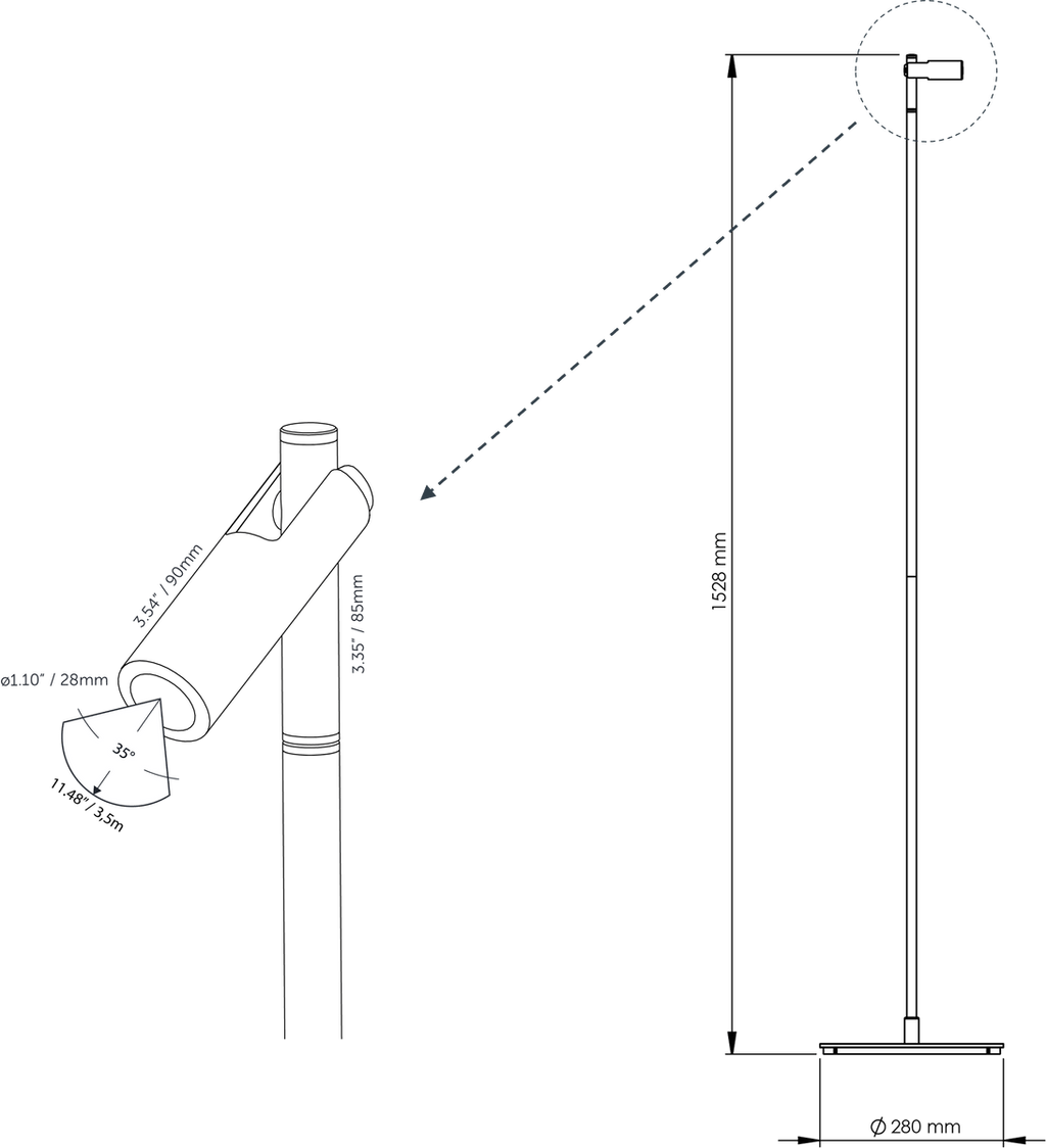 in-lite Aim Floor - technical drawing with dimensions