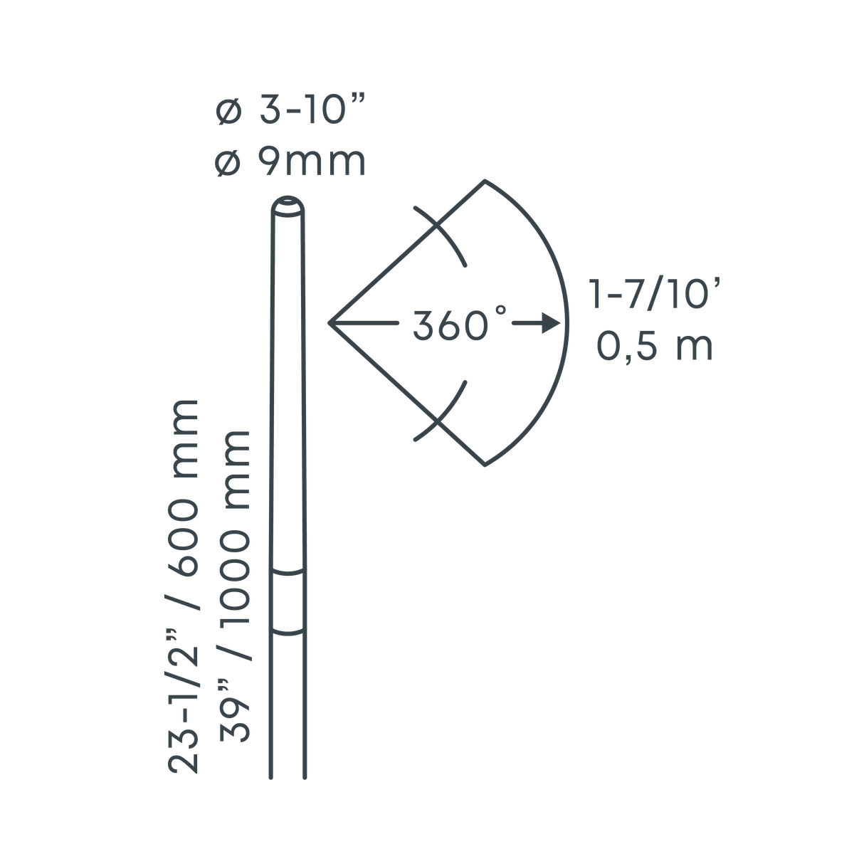in-lite Breeze Low - technical drawing with dimensions