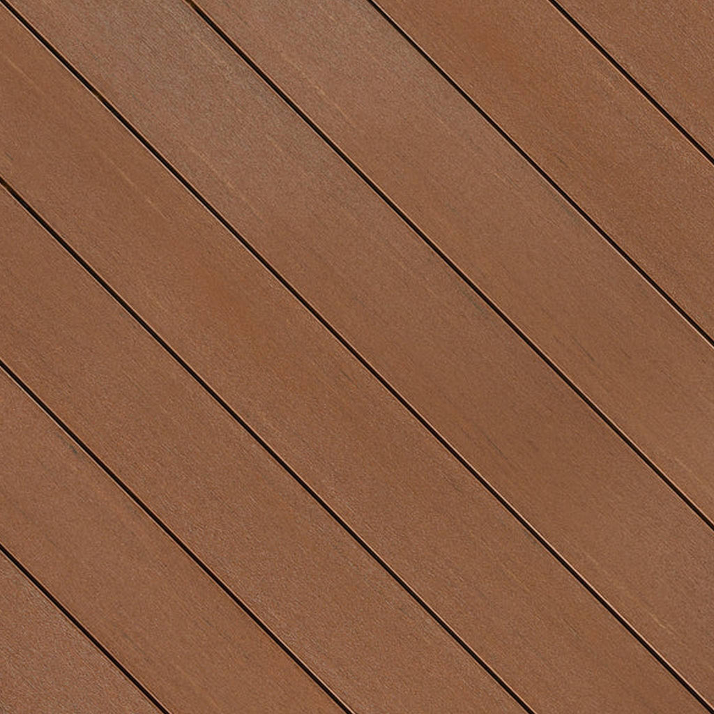 Close-up of Fiberon Promenade Natural Reef PVC decking board, showcasing its light sandy tones, matte wood-grain texture, and slip-resistant surface.