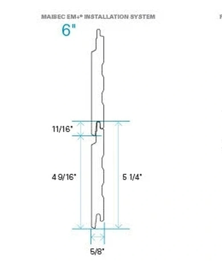 Maibec EM+ Modern Siding Installation System Profile and Dimensions