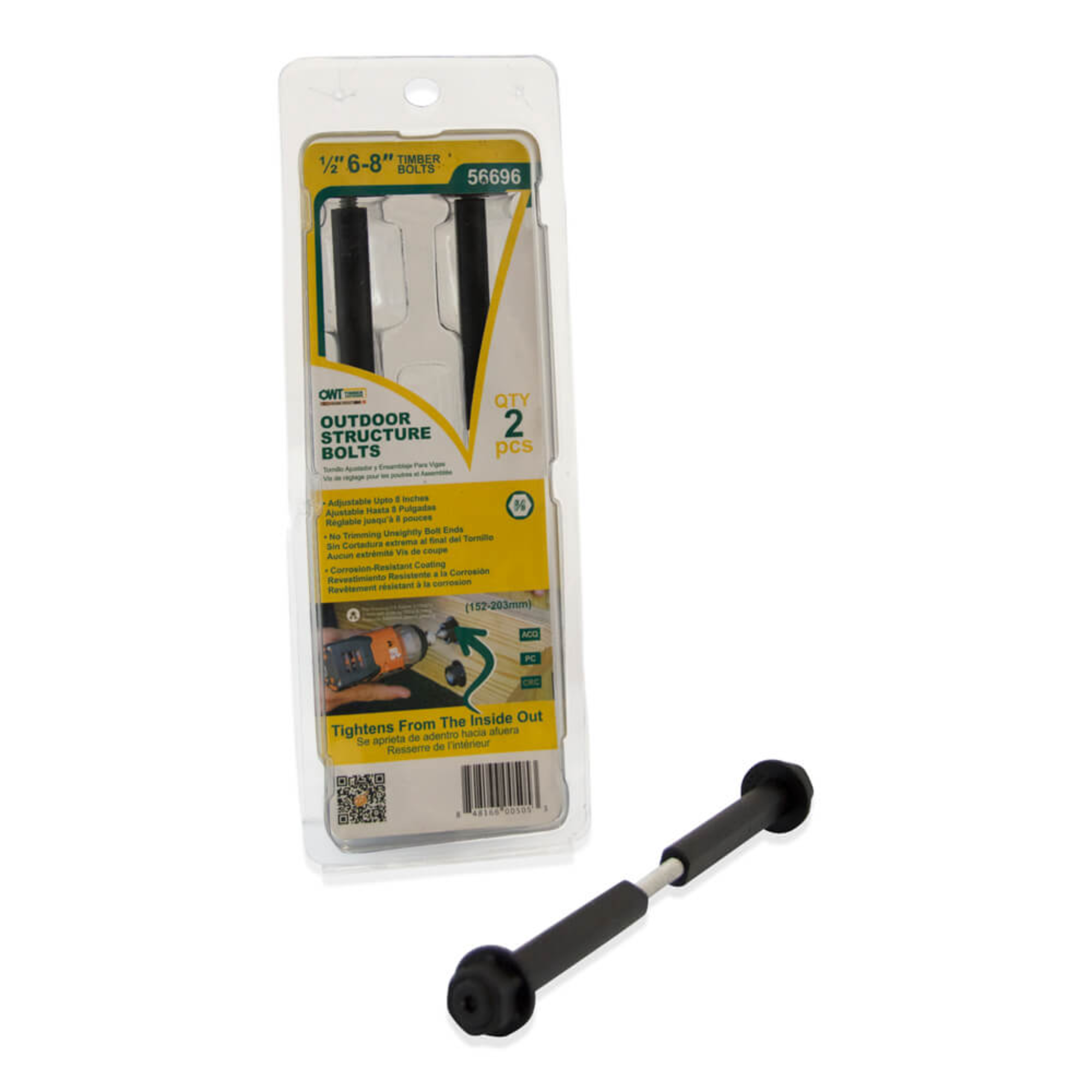 OZCO OWT 1/2 inch timber bolts packaging with bolts included for outdoor use