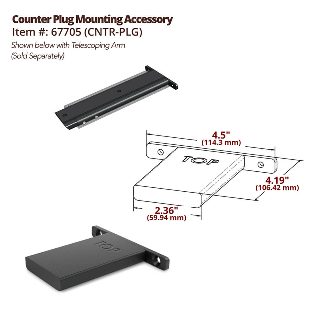 OZCO Counter Plug Mounting Accessory for Rock Solid countertop support arms