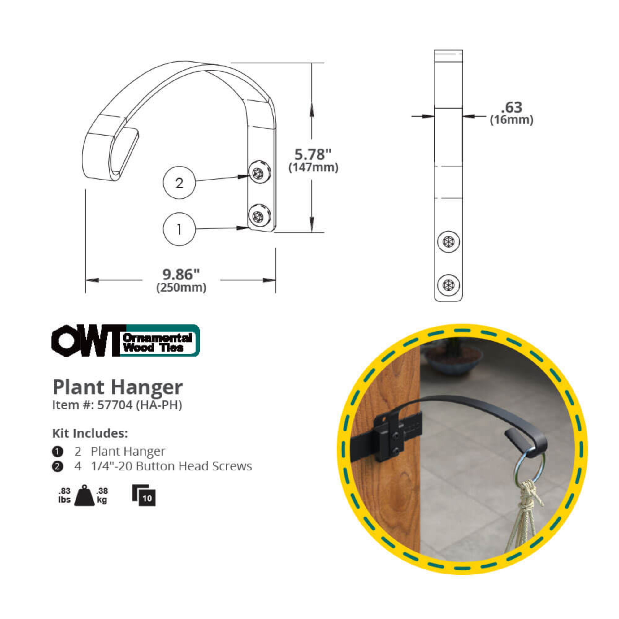 OZCO Hanger Accent – Plant Hanger - 2 pcs