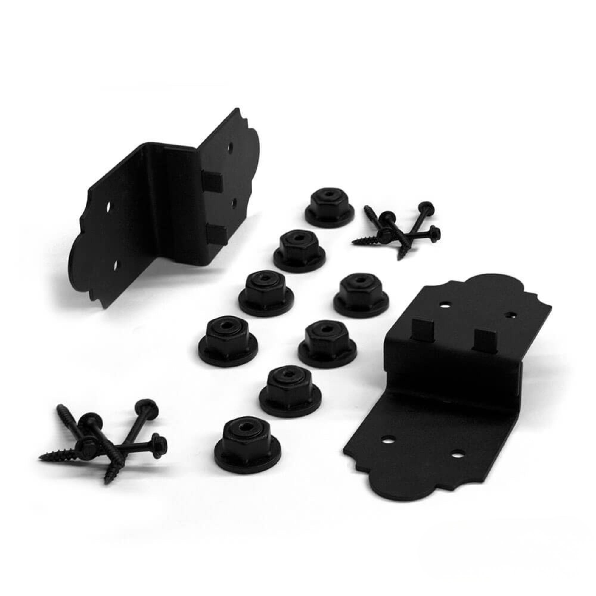 OZCO Laredo Sunset 4-inch post to beam connector with mounting hardware, black steel