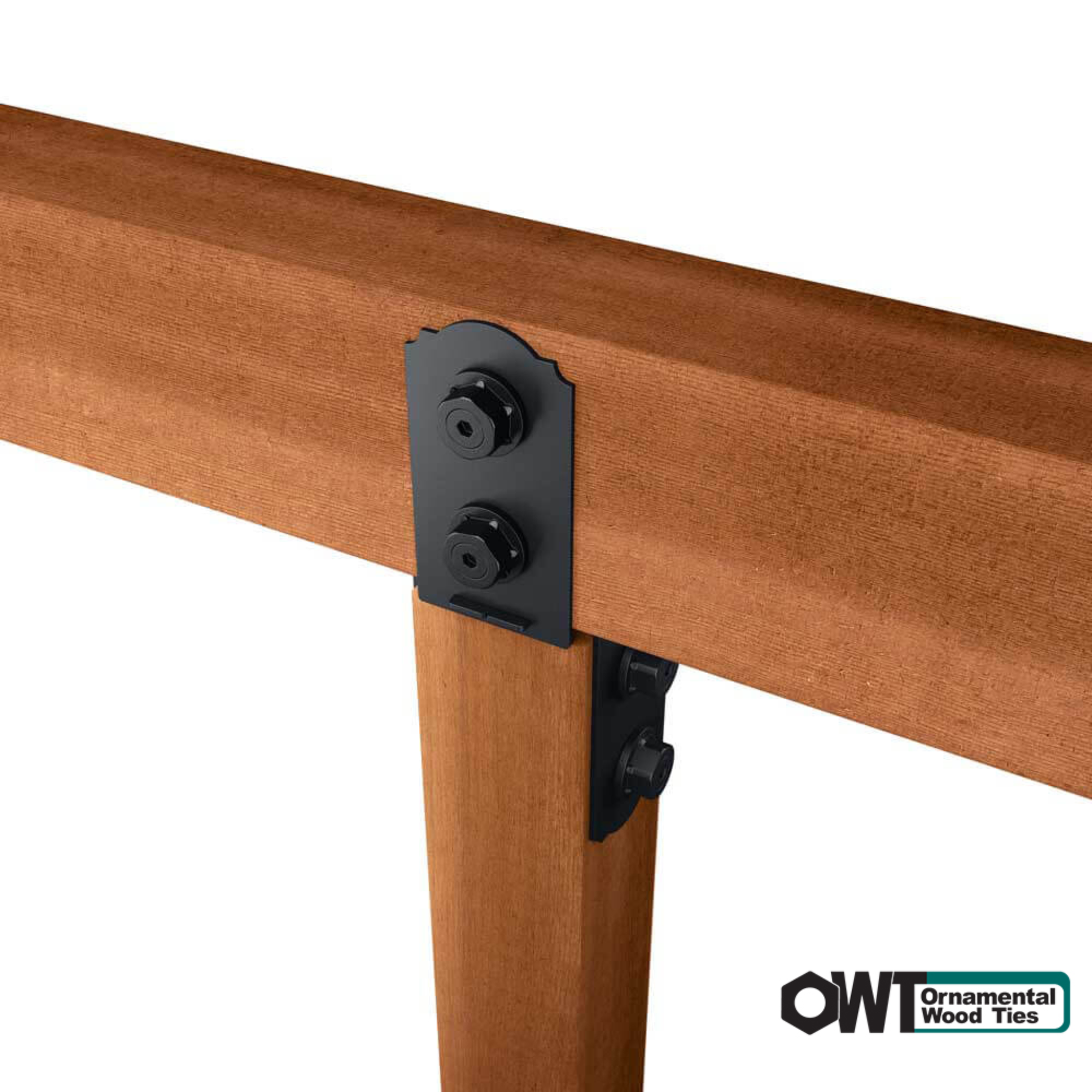 OZCO Laredo Sunset 4x4 post cap installed on exposed wood post connection