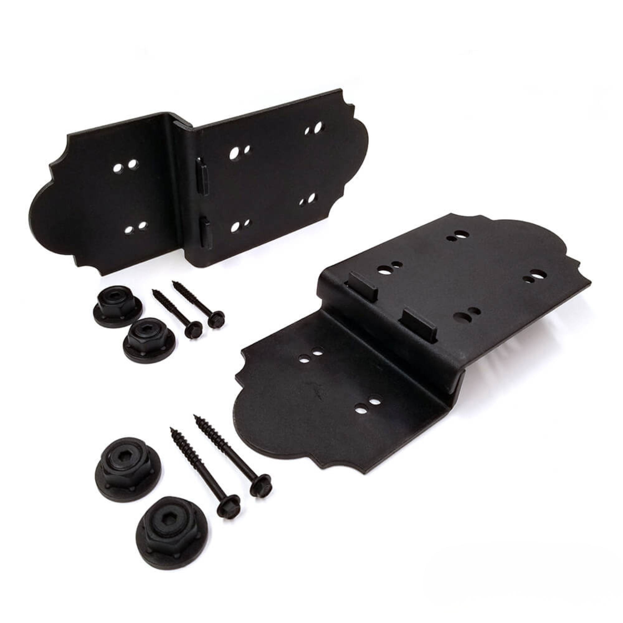 OZCO Laredo Sunset post to beam coupler with mounting hardware, black powder-coated steel