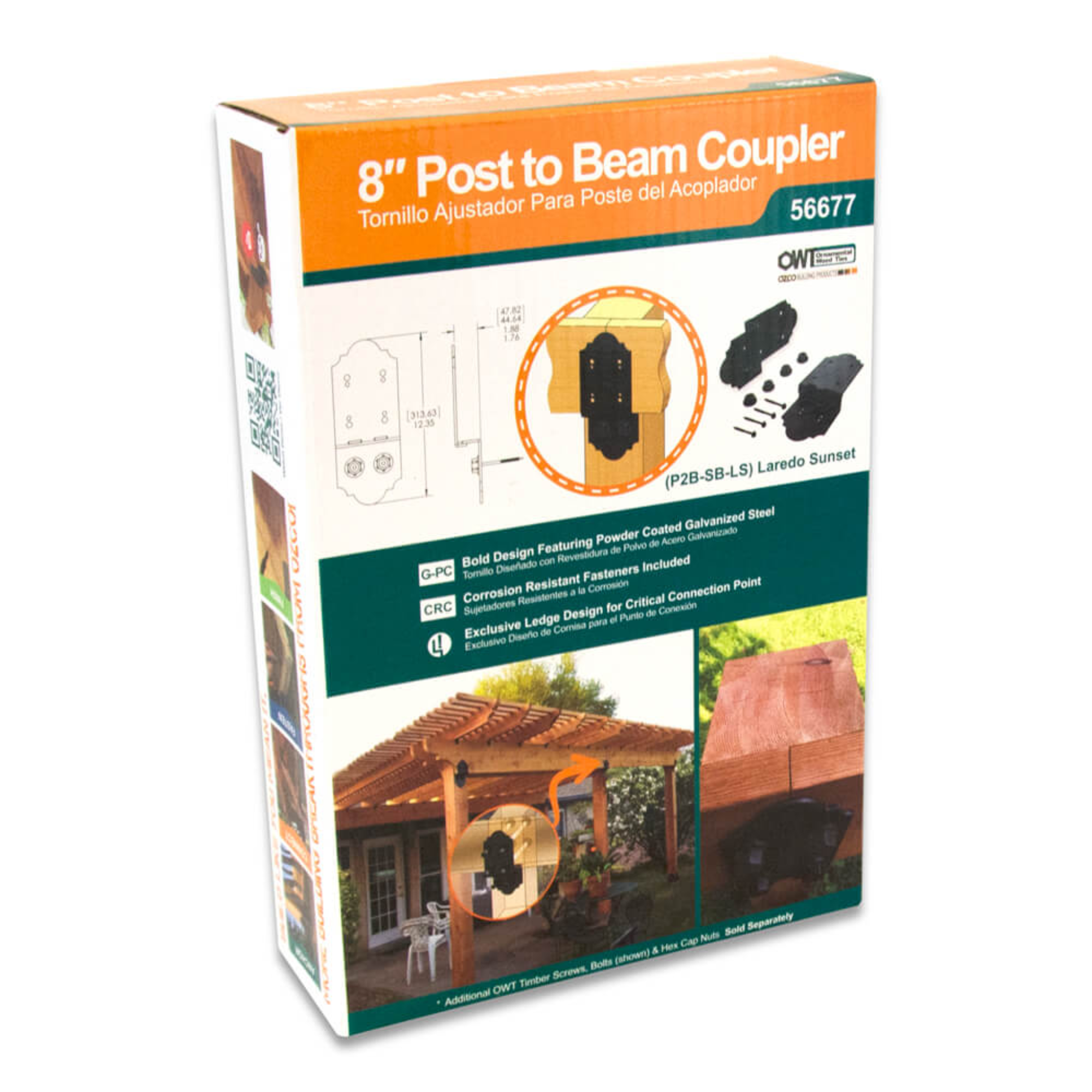 OZCO Laredo Sunset post to beam coupler retail packaging and product information