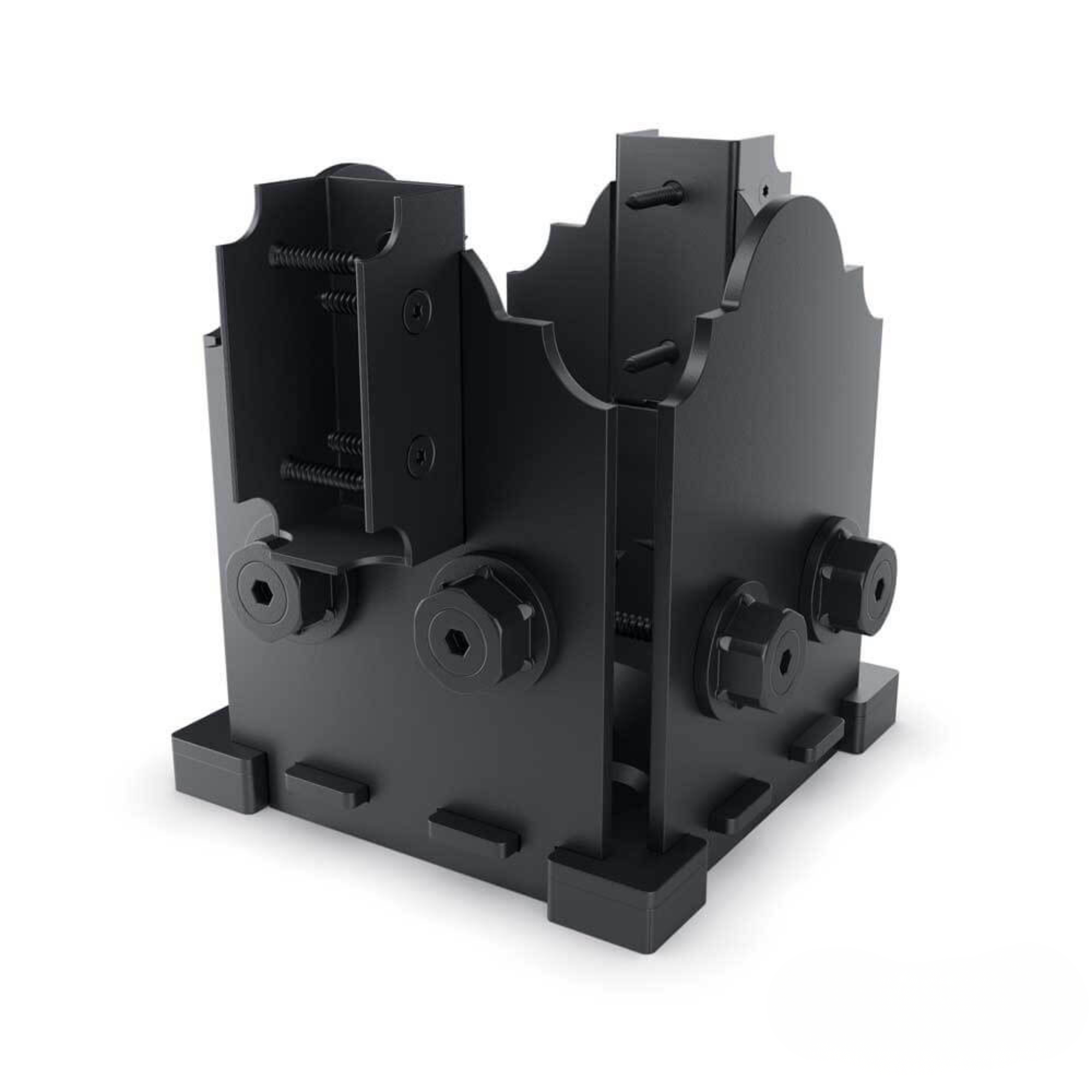 OZCO OWT 6×6 post base twin rail saddle in black steel, Laredo Sunset series