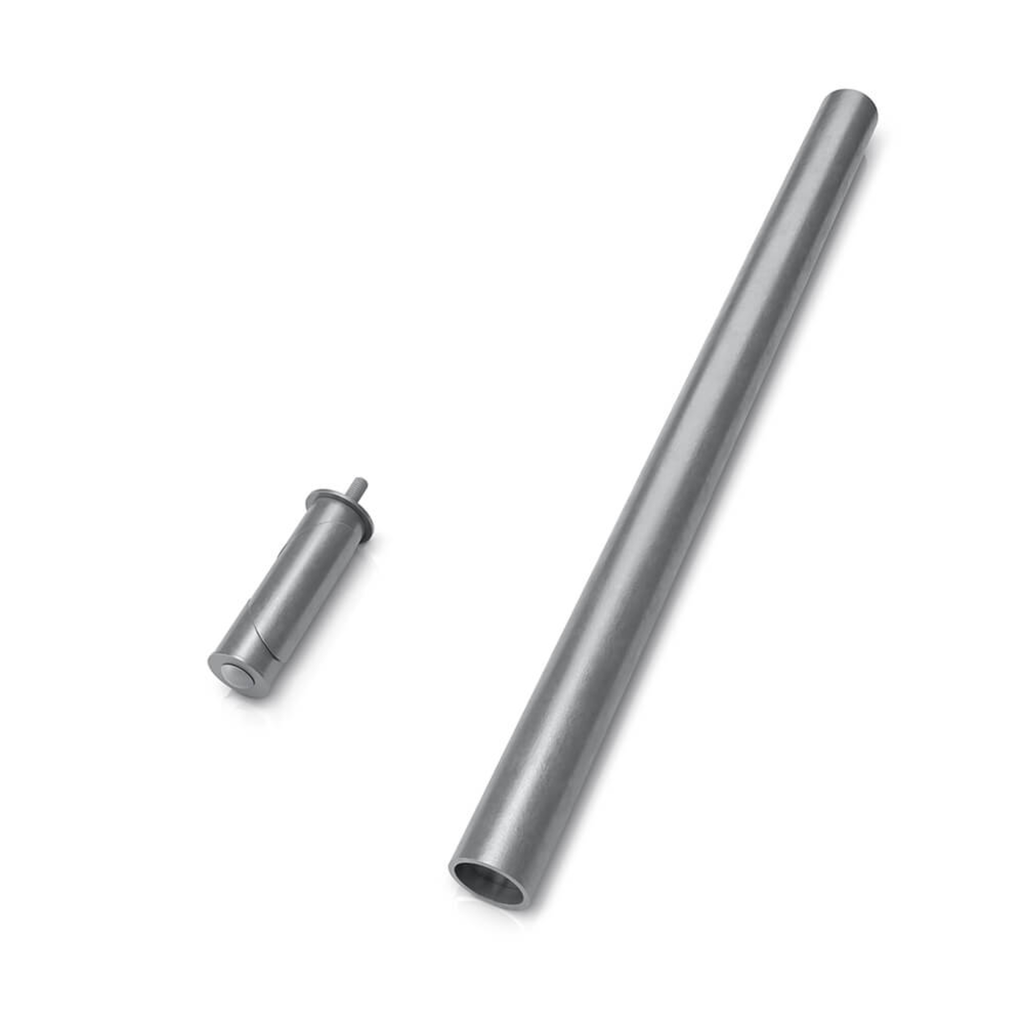 Side view of OZCO OZ-Fence 3 foot post extender showing galvanized sleeve and extension tube