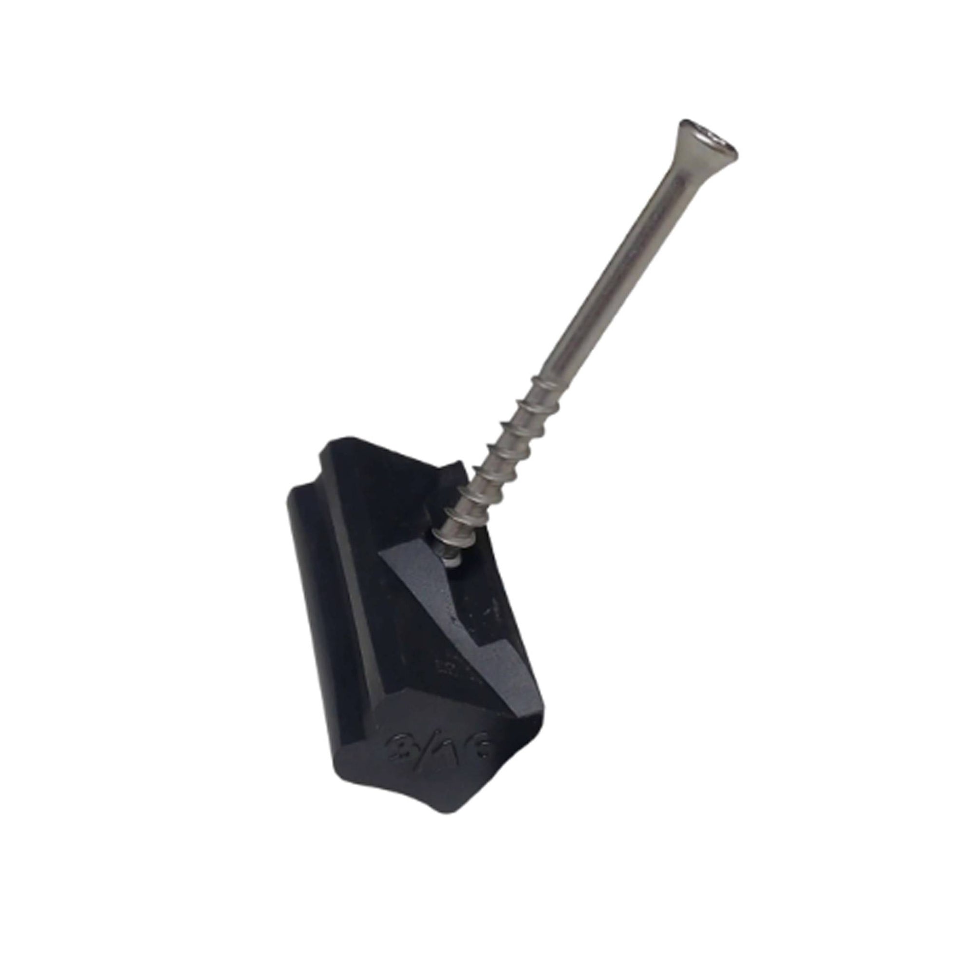 Zuri hidden deck fastener with a stainless steel screw for 3/16 inch gap spacing