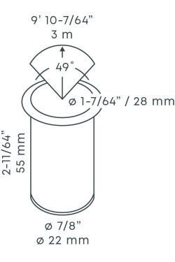 in-lite Flux 22 - technical drawing with dimensions