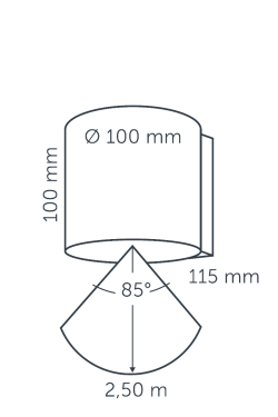in-lite Halo Down - technical drawing with dimensions