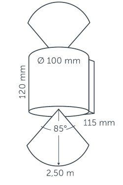 in-lite Halo Up-Down - technical drawing with dimensions