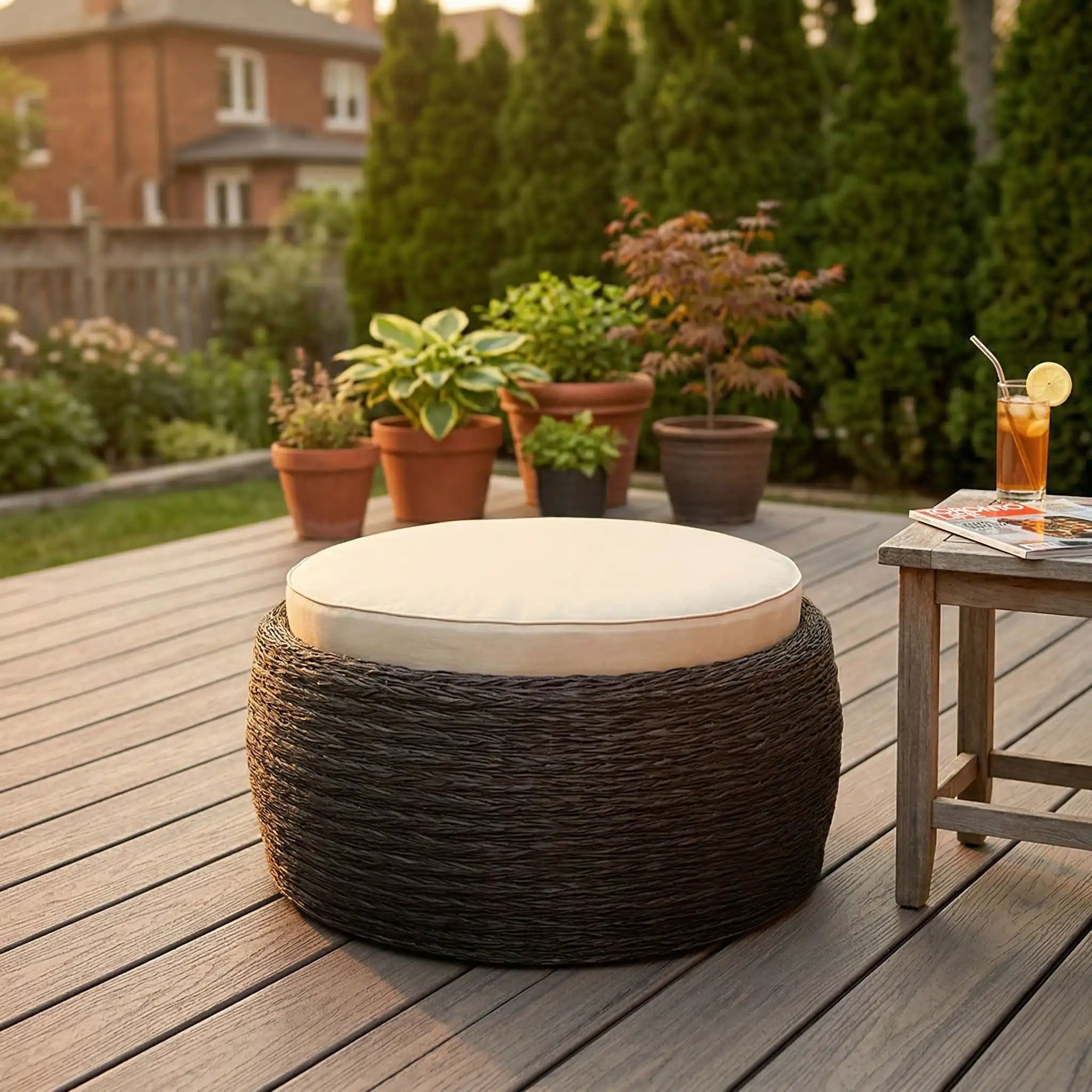 PLANK & HIDE Grenada 42" Round Ottoman