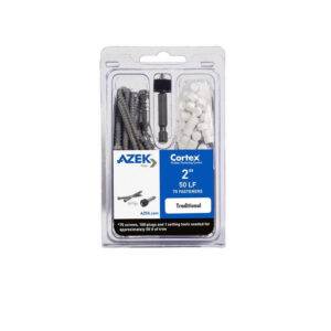 CORTEX for AZEK Trim – Hidden fastening system kit for Traditional and Frontier finishes, including 2" screws, plugs, and setting tool for 50 linear feet of trim.