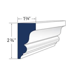 AZEK Imperial Rake Crown (AZM–6937) – Decorative PVC crown moulding with sculpted profile, measuring 2 ¾” in height and 1 ⅜” in projection. Available in 16' lengths.