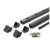 Trex Signature aluminum stair baluster kit components – black powder-coated rails, balusters, brackets, and screws for stair installation