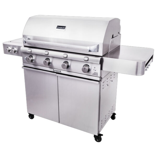 SABER Premium Series - 4 burner stainless steel grill with side burner