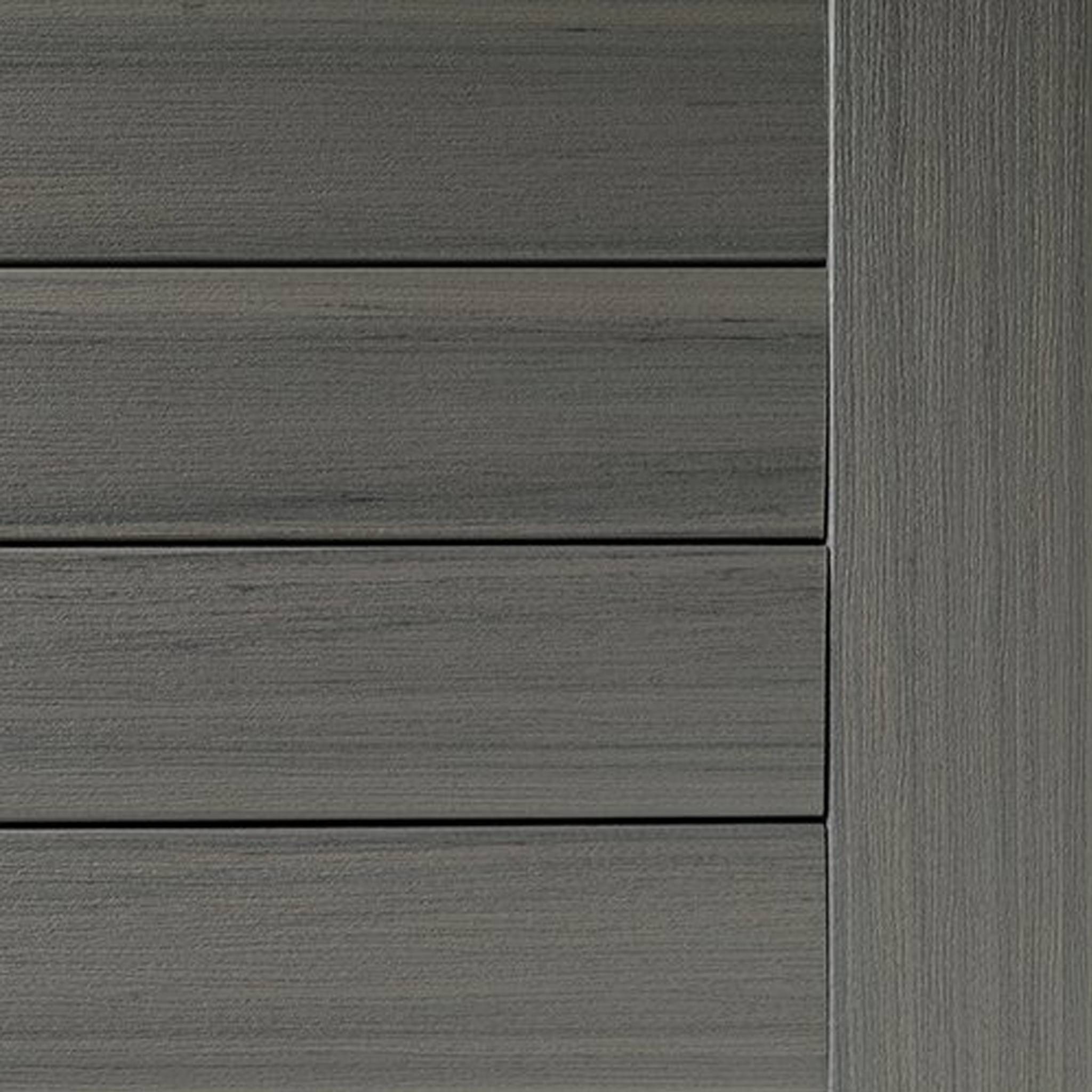 close up look of TimberTech EdgePrime+ Collection - Sea Salt Grey composite deck boards