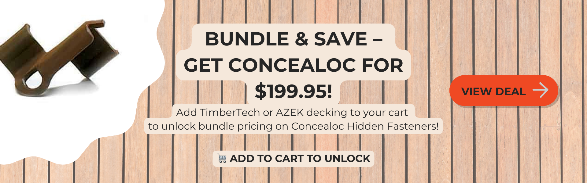 Bundle Deal – Get Concealoc Fasteners for $199.95 with TimberTech or AZEK Decking