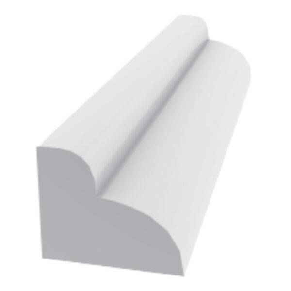 ROYAL PVC Quarter Round Stop Bead – White, curved decorative moulding for seamless trim transitions.