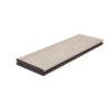 Close-up of a Trex Lineage Salt Flat composite decking board with grooved edges, designed for hidden fastener installation. The board’s light grey finish with subtle wood grain texture offers a sleek, low-maintenance solution for modern outdoor decks.
