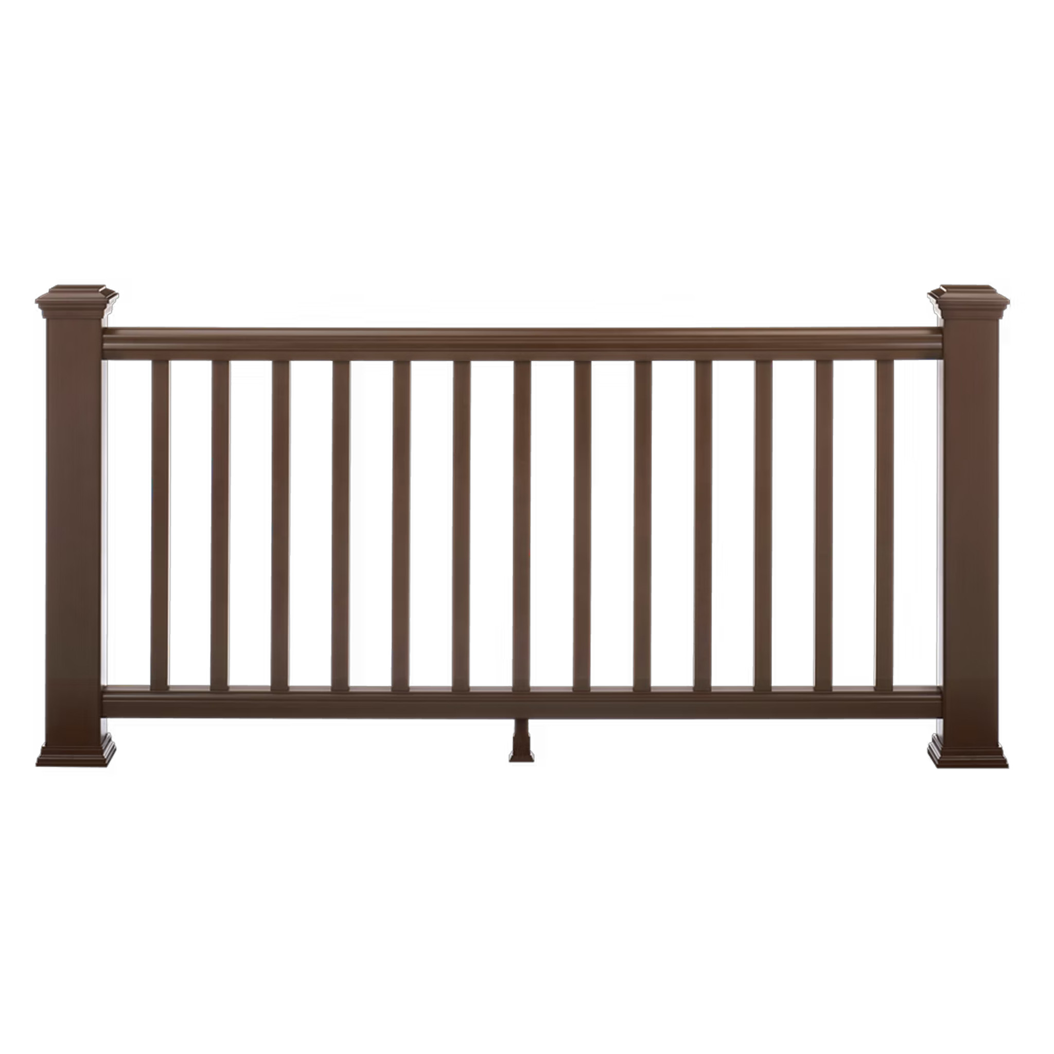 Full panel view of TREX Transcend composite railing in Vintage Lantern with matching posts and square balusters.